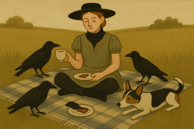 Nuoren naisen piknik maaseudulla.png