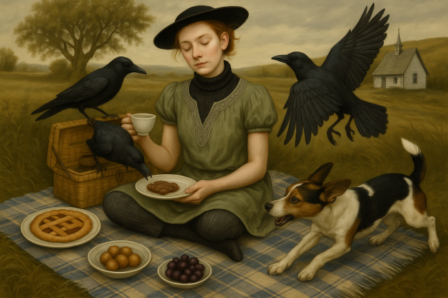 Kesäpäivä piknikillä ja metsästyskoira.png